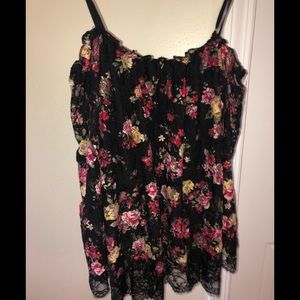 Lace over the shoulder shirt.